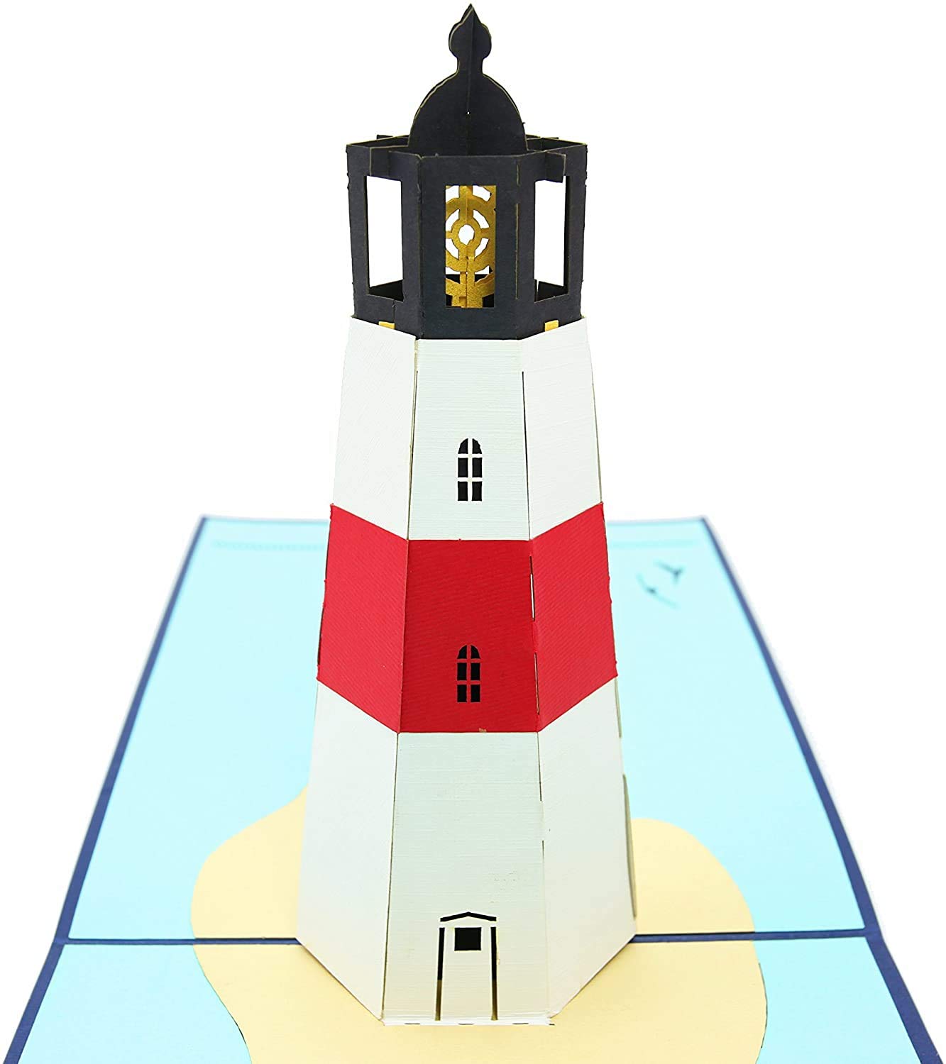 PopLife Lighthouse Island 3D Pop Up Greeting Card for All Occasions - Travellers, Coastal and Adventure Lovers - Folds Flat for Mailing - Birthday, Mother’s Day, Graduation, Retirement, Anniversary