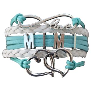 mimi gift, mimi teal infinity charm bracelet for women, mimi jewelry, gift for grandma, grandma jewelry, gender reveal, mother's day jewelry for grandmother, grandma present