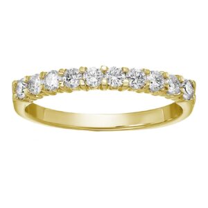 vir jewels 1/2 carat (ctw) diamond wedding anniversary band for women, round diamond engagement ring 14k yellow gold 10 stones prong set 0.50 cttw i1-i2, size 8