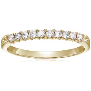 vir jewels 1/3 cttw round diamond wedding band for women in 14k yellow gold, 10 stones prong set, size 8