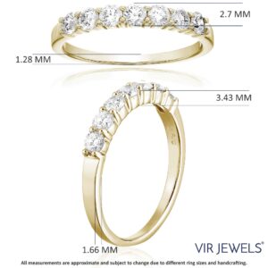 Vir Jewels 3/4 cttw Diamond Wedding Anniversary Band for Women, Round Diamond Engagement Ring 14K Yellow Gold 7 Stones Prong Set, Size 8