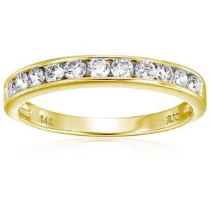 Vir Jewels 1/2 carat (ctw) Diamond Wedding Anniversary Band for Women, Half Eternity Round Diamond Engagement Ring 14K Yellow Gold Channel Set 0.50 cttw, Size 5