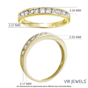 Vir Jewels 1/2 carat (ctw) Diamond Wedding Anniversary Band for Women, Half Eternity Round Diamond Engagement Ring 14K Yellow Gold Channel Set 0.50 cttw, Size 5