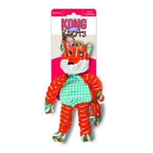 KONG - Floppy Knots Fox - Internal Knotted Ropes and Minimal Stuffing for Less Mess - for Medium/Large