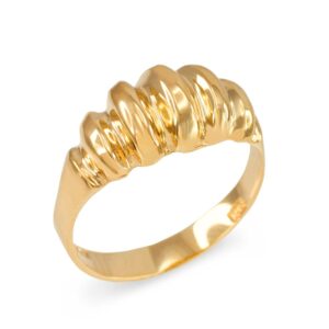 modern contemporary rings elegant ribbed dome ring in polished 10k yellow gold (size 12)