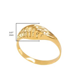 Sideways Crosses 10K Yellow Gold Glamorous Ribbed and Domed Tapered Band Style Statement Ring - Size 9