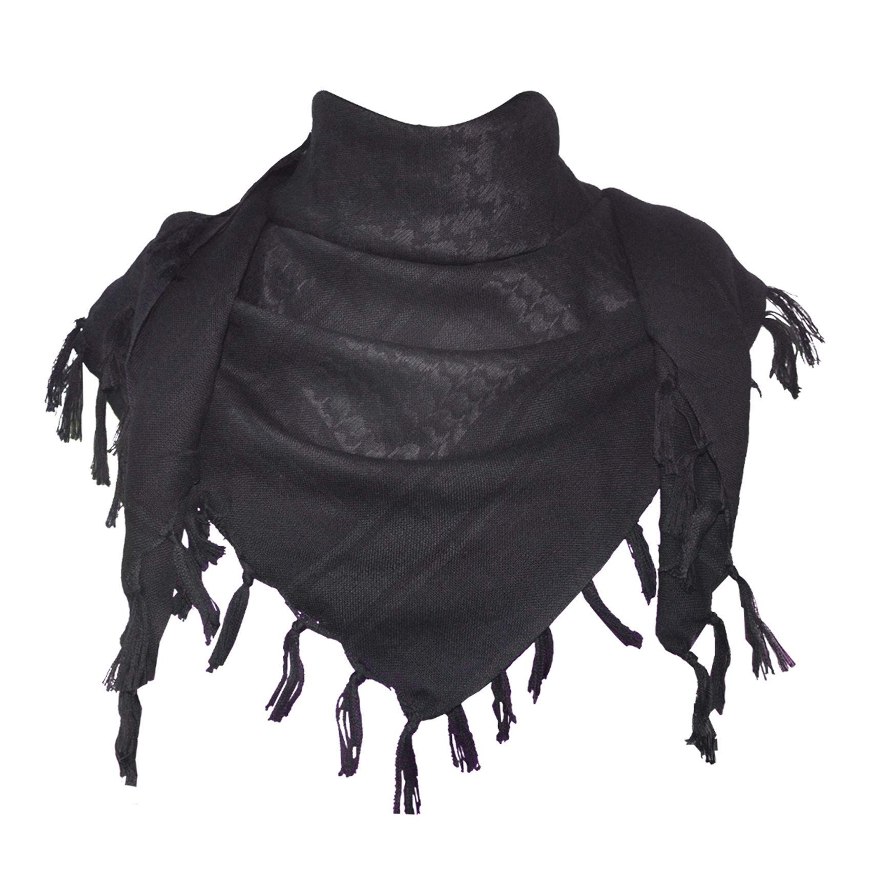 Explore Land Cotton Shemagh Tactical Desert Scarf Wrap (Black)