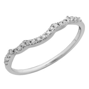 dazzlingrock collection round white diamond contour wedding band for women (0.12 ctw. color i-j, clarity i2-i3) in 10k white gold size 6