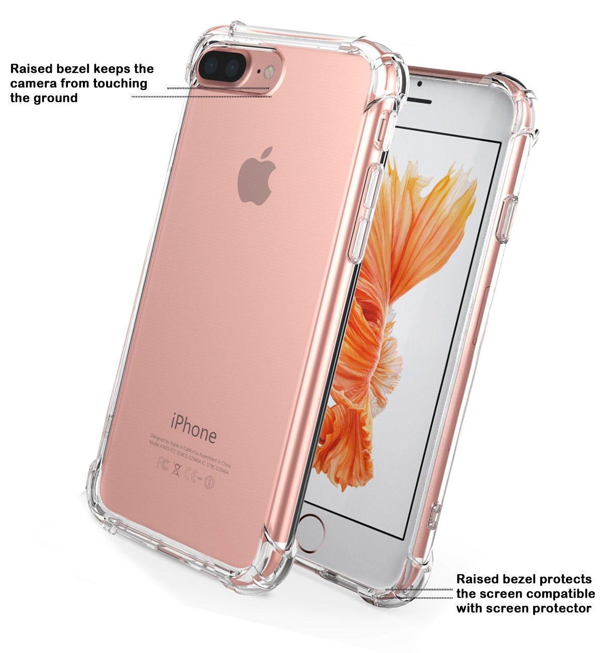 for iPhone 7 Plus Case, for iPhone 8 Plus Case, Matone Crystal Clear Shock Absorption Technology Bumper Soft TPU Cover Case for iPhone 7 Plus (2016)/iPhone 8 Plus (2017) - Clear