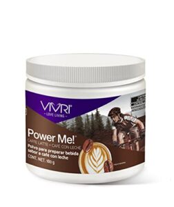 vivri power me! caffe latte | natural energy drink coffee | 30 servings | with green tea, yerba mate, guarana, vitamins b12, b6, stevia, b complex & niacin tea | add water, shake, & enjoy