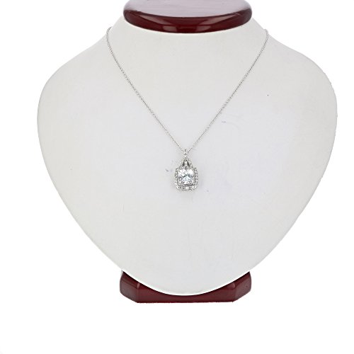 Vir Jewels 1.50 cttw Pendant Necklace, Cushion Cut Created White Sapphire Pendant Necklace for Women in .925 Sterling Silver with Rhodium, 18 Inch Chain, Prong Setting