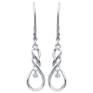 1/12 cttw diamond accent twisted infinity loop dancing diamond 925 sterling silver drop earrings (i color, i1 clarity)