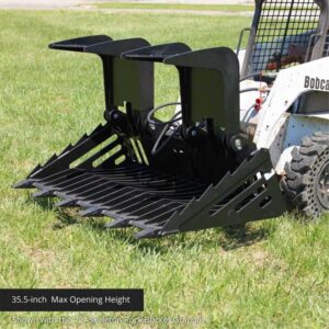 Titan Attachments 82" Skeleton Rock Grapple Rake, Universal Skid Steer Quick Tach, Fine-Grade Open Tine Bottom, Replaceable Cast Bucket Teeth, Reinforced Side Cutters, Universal Landscape Attachment