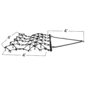 Titan Attachments Heavy Duty Drag Harrow 4 FT x 4 FT Leveling Grading Steel Mesh, 3/8in Tines, Tow Behind Agricultural-Style Drag