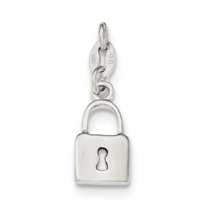 couturejewelers sterling silver polished lock & key charm