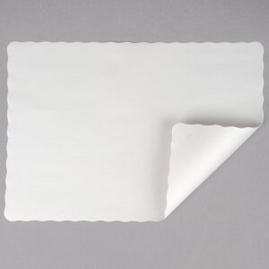 off-white colored paper placemat with scalloped edge - 1000/case size: 10" x 14" by guffman