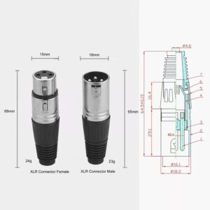 Eightnoo 5 Male + 5 Female 3 Pin XLR Solder Type Microphone Line Plug Connector Mic Audio Socket (Pack of 10)