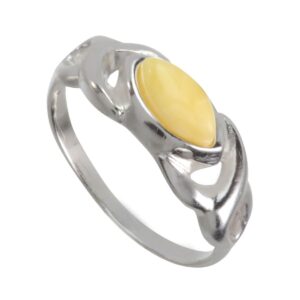 HolidayGiftShops Sterling Silver and Baltic Butterscotch Amber Adult Ring Lucy- size 7