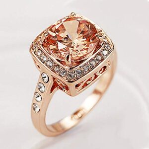 Acefeel Yellow Shinning Cubic Zirconia Topaz Rings For Women 18K Rose Gold Plated (Yellow, 7.5)