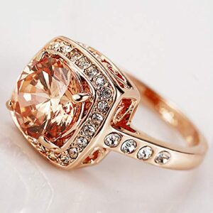 Acefeel Yellow Shinning Cubic Zirconia Topaz Rings For Women 18K Rose Gold Plated (Yellow, 7.5)