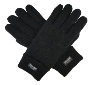 bruceriver men pure wool knitted gloves with thinsulate lining size l/xl (black)