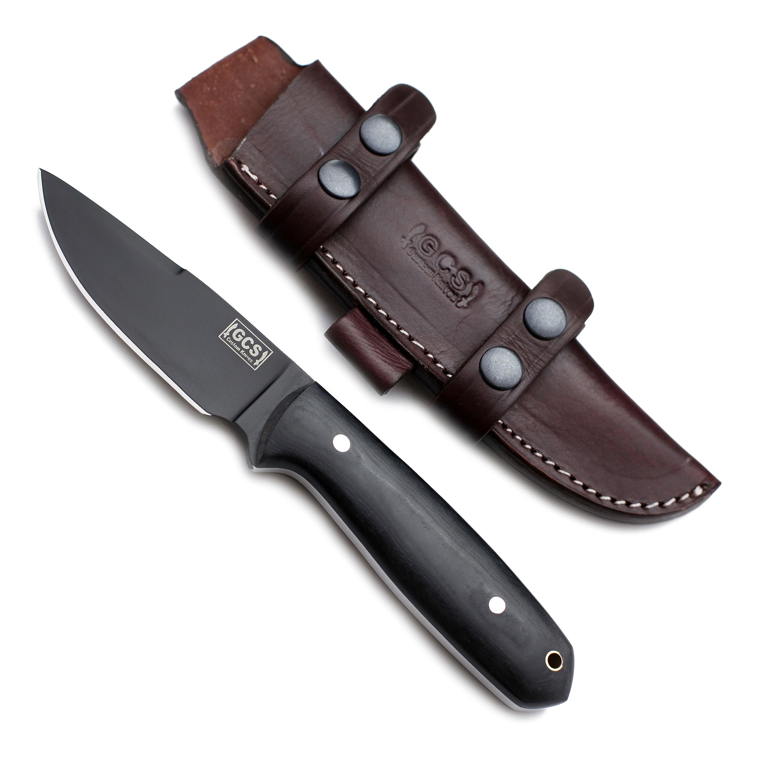 GCS Handmade Micarta Handle D2 Tool Steel Tactical Hunting Knife with leather sheath Full tang blade designed for Hunting & EDC GCS 105