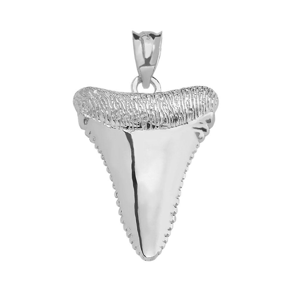 Shark Tooth Lucky Charm Pendant in Polished 925 Sterling Silver