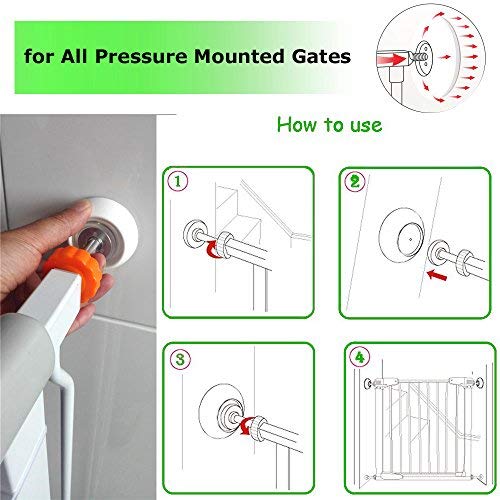 vmaisi Baby Gate Wall Protector - Protect Walls & Doorways from Pet & Dog Gates - Pressure Mounted Gates Work on Stairs - 4 Pack Gates Wall Cups - White