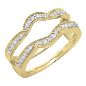 Dazzlingrock Collection 0.34 Carat (ctw) 10K Round Diamond Wedding Enhancer Double Guard Ring 1/3 CT, Yellow Gold, Size 7