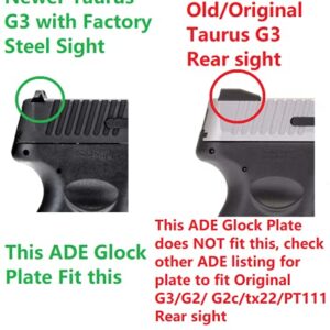 ADE Optic Mounting plate for Glock(Non-MOS,Non-Aftermarket Slide), Taurus GX4,G3C, Canik TP9SF to fit Vortex Venom/Viper, Burris Fastfire, ADE RD3, Sightmark Minishot, Doctor Red dot