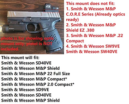 Ade Advanced Optics Mini/Micro Reflex Dot Sight Mounting Plate for Smith & Wesson M&P, Red