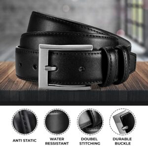 Marino's Dress Belt Men, Elegant Mens Belts Leather with Single Prong Buckle, Genuine Leather Belt for Men - Black - 38