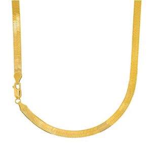 jewelstop 14k solid yellow gold 5 mm super flexible silky imperial herringbone necklace, lobster claw-18 inches