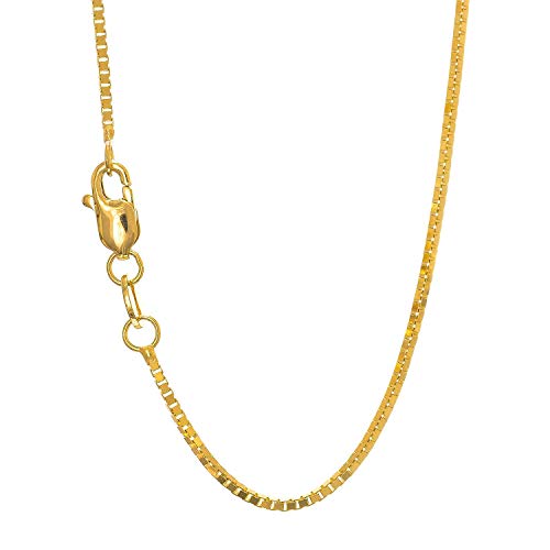 JewelStop 10k Solid Yellow Gold 1 mm Box Chain Necklace, Lobster Claw Clasp - 20 Inches, 3gr.