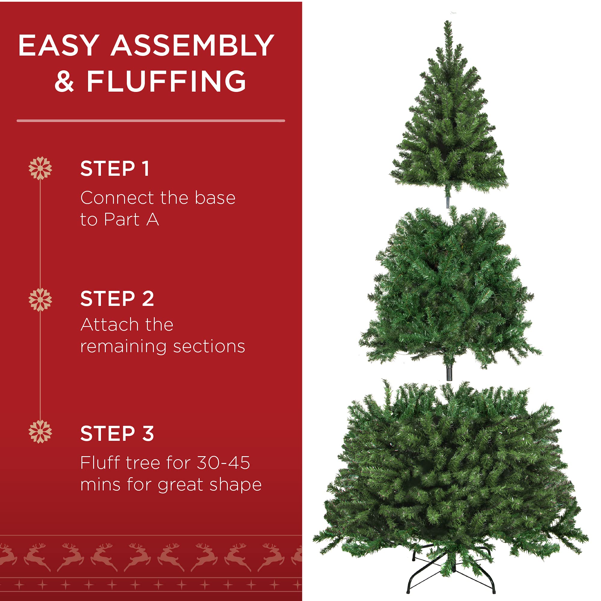 Best Choice Products 7.5ft Premium Spruce Artificial Holiday Christmas Tree for Home, Office, Party Decoration w/ 1,346 Branch Tips, Easy Assembly, Metal Hinges & Foldable Base