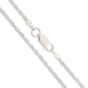 2mm Sterling Silver 32" Diamond-Cut Rope Chain Necklace(Lengths 14",16",18",20",22",24",26",28",30",32",34",36")