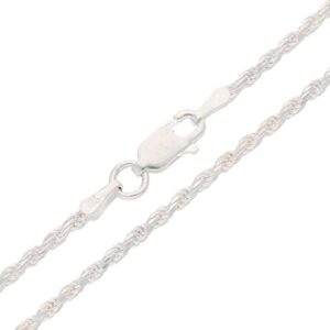 2mm Sterling Silver 32" Diamond-Cut Rope Chain Necklace(Lengths 14",16",18",20",22",24",26",28",30",32",34",36")