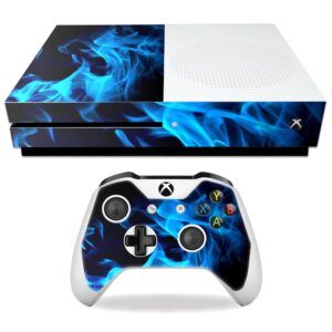 MightySkins Skin Compatible with Microsoft Xbox One S - Blue Flames | Protective, Durable, and Unique Vinyl Decal wrap Cover | Easy to Apply, Remove, and Change Styles | Made in The USA