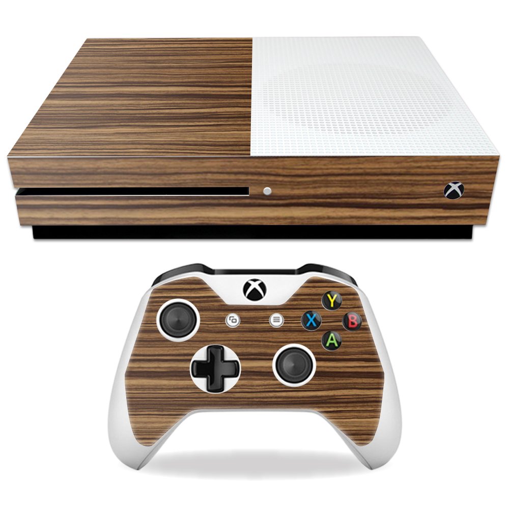 MightySkins Skin Compatible with Microsoft Xbox One S - Dark Zebra Wood | Protective, Durable, and Unique Vinyl Decal wrap Cover | Easy to Apply, Remove, and Change Styles | Made in The USA