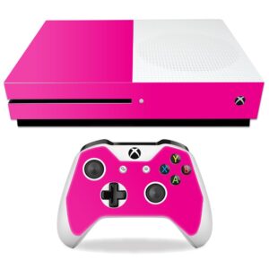 mightyskins skin compatible with microsoft xbox one s - solid hot pink | protective, durable, and unique vinyl decal wrap cover | easy to apply, remove, and change styles | made in the usa