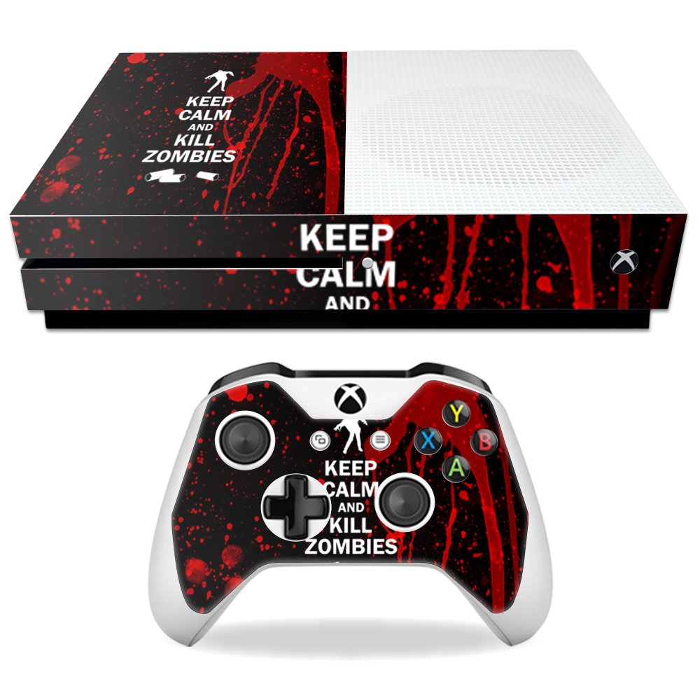 MightySkins Skin Compatible with Microsoft Xbox One S - Kill Zombies | Protective, Durable, and Unique Vinyl Decal wrap Cover | Easy to Apply, Remove, and Change Styles | Made in The USA