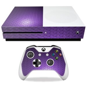 MightySkins Skin Compatible with Microsoft Xbox One S - Purple Diamond Plate | Protective, Durable, and Unique Vinyl Decal wrap Cover | Easy to Apply, Remove, and Change Styles | Made in The USA