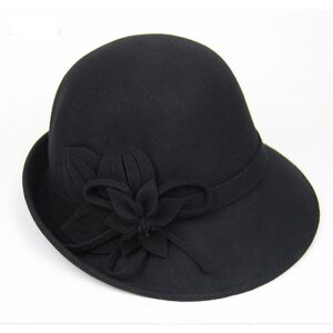 Maitose® Women's Wool Felt Flowers Church Bowler Hats Black