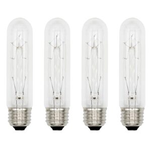 creative hobbies® 3090 (pack of 4) 40t10/cl - 40 watt t10 clear tubular - 120v - medium (e26) base - incandescent light bulbs