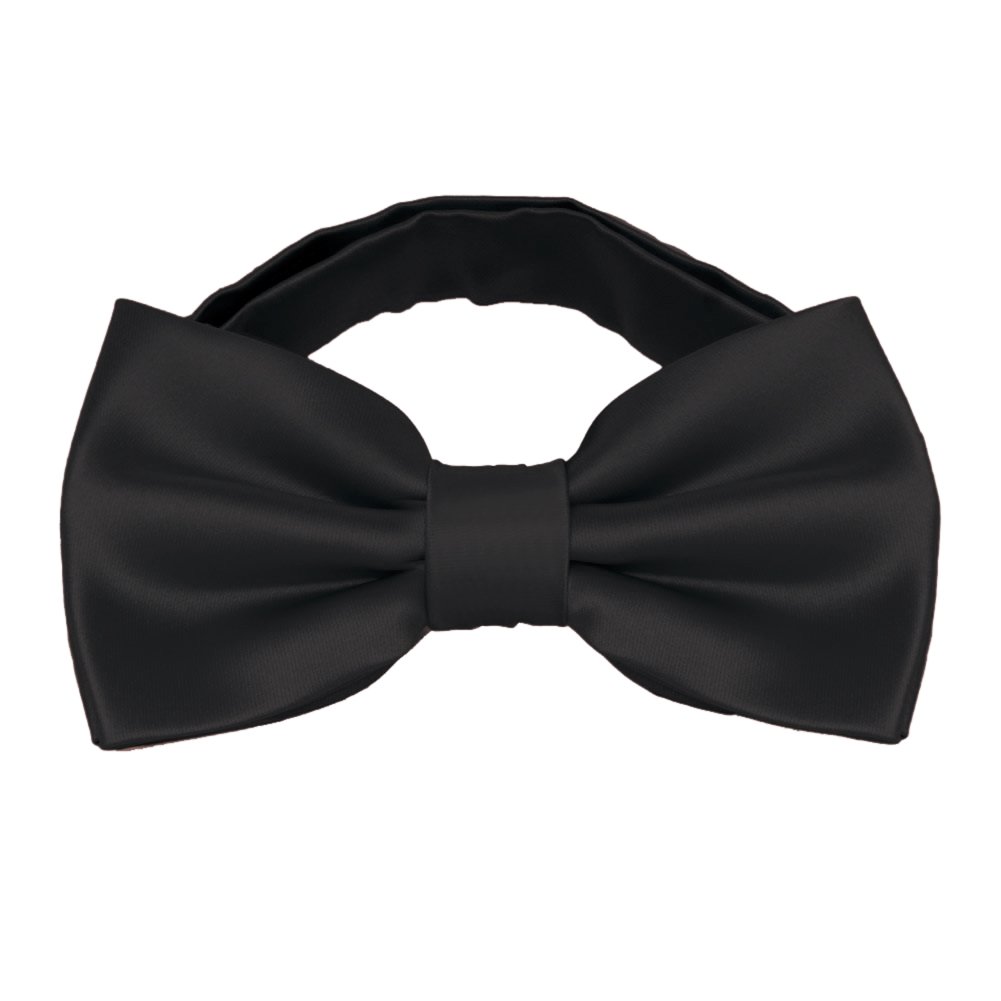 Platinum Hanger Mens Classic Pre-Tied Satin Formal Tuxedo Bowtie Adjustable Length Large Variety Colors Available (Black)