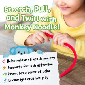 IMPRESA The Original Monkey Noodle Fidget Toy - 5 Pack - Stretchy Sensory Toys for Kids & Toddlers with Unique Needs - Fosters Creativity, Focus, & Fun-Great for Classrooms, Home & Playtime Ages 3+