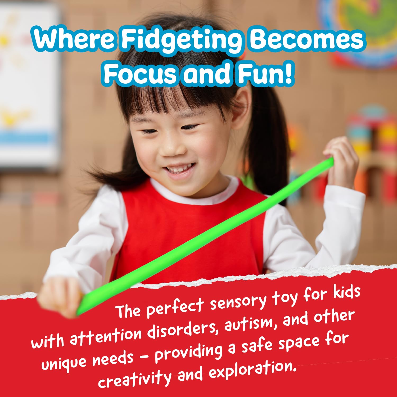 IMPRESA The Original Monkey Noodle Fidget Toy - 5 Pack - Stretchy Sensory Toys for Kids & Toddlers with Unique Needs - Fosters Creativity, Focus, & Fun-Great for Classrooms, Home & Playtime Ages 3+