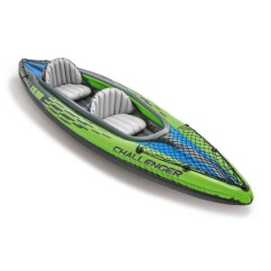 INTEX Challenger Inflatable Kayak Series: Includes Deluxe 86in Kayak Paddles and High-Output Pump – SuperStrong PVC – Adjustable Seat with Backrest – Removable Skeg – Cargo Storage Net