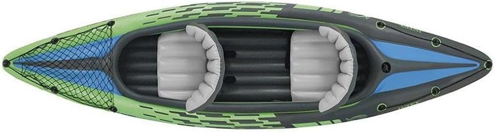 INTEX Challenger Inflatable Kayak Series: Includes Deluxe 86in Kayak Paddles and High-Output Pump – SuperStrong PVC – Adjustable Seat with Backrest – Removable Skeg – Cargo Storage Net