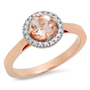 dazzlingrock collection 14k round morganite & white diamond ladies halo style bridal engagement ring, rose gold, size 7